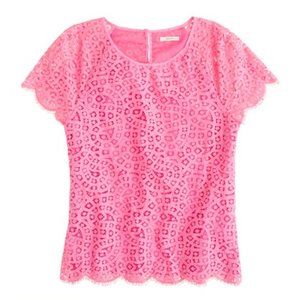 J. Crew Raindrop Lace Tee Pink Short Sleeve Top Blouse